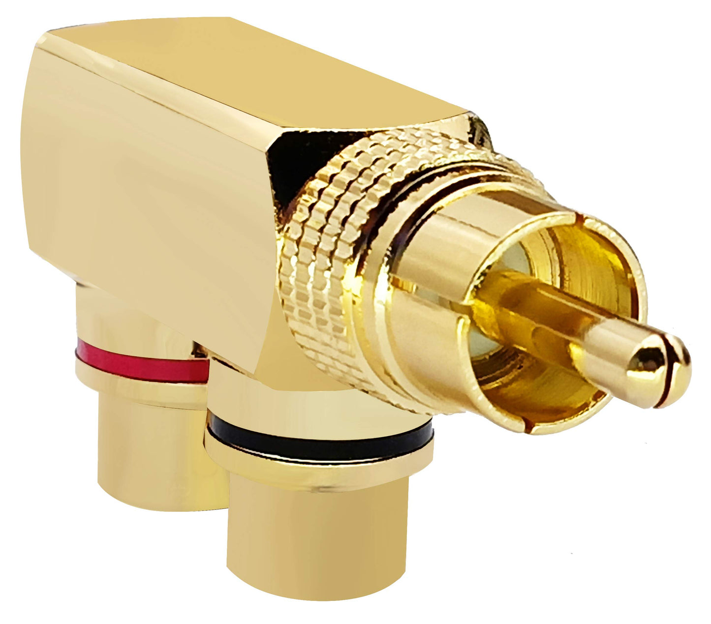 AAOTOKK 1RCA Y Splitter Adapter,Gold-Plated 90 Degree Right Angle 1RCA Male to 2RCA Female Jack Audio Video Y Splitter AV TV Adapters Metal Connector