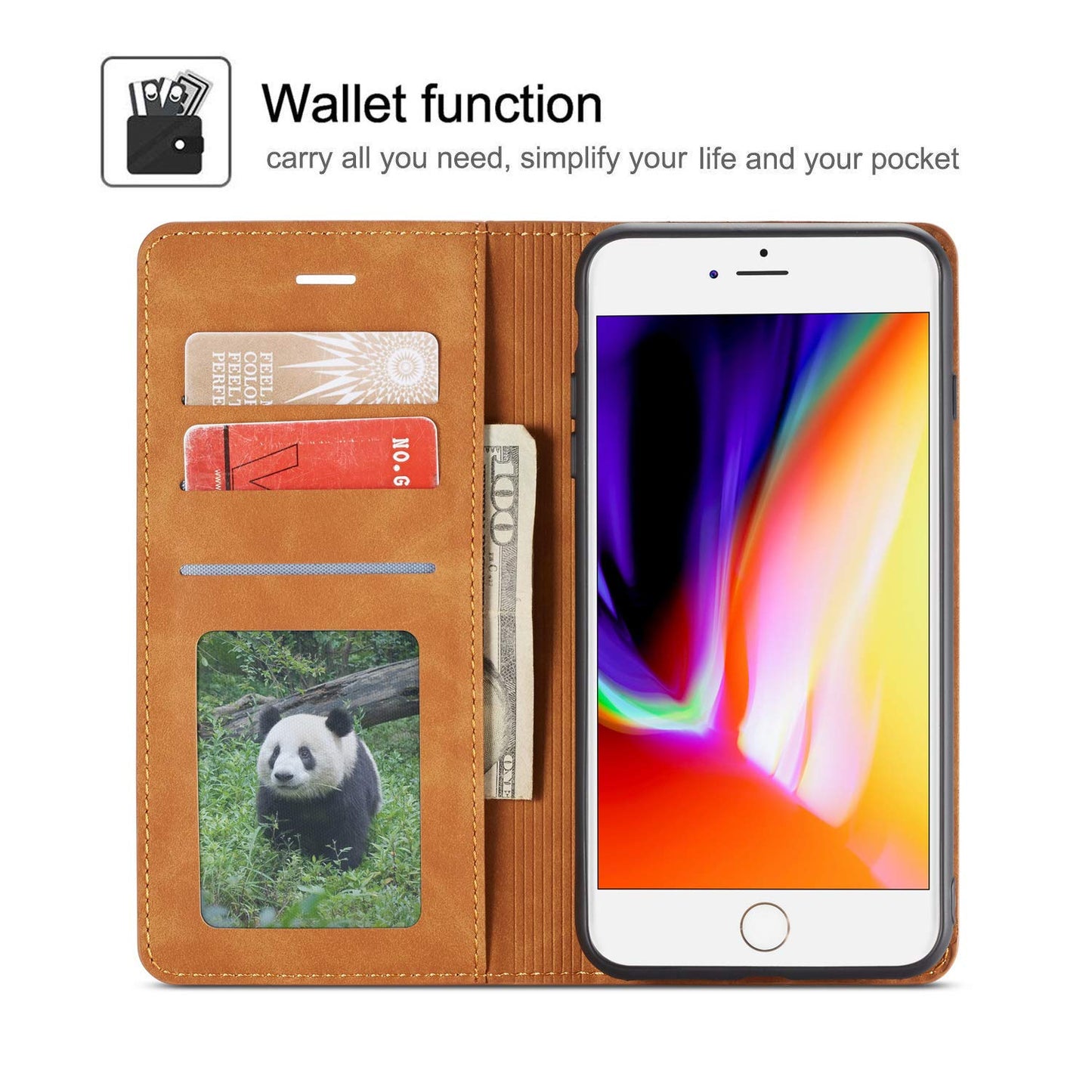 QLTYPRI Case for iPhone SE 2022 5G/SE 2020/8/7, Premium PU Leather Cover TPU Bumper with Card Holder Kickstand Magnetic Adsorption Flip Wallet Case