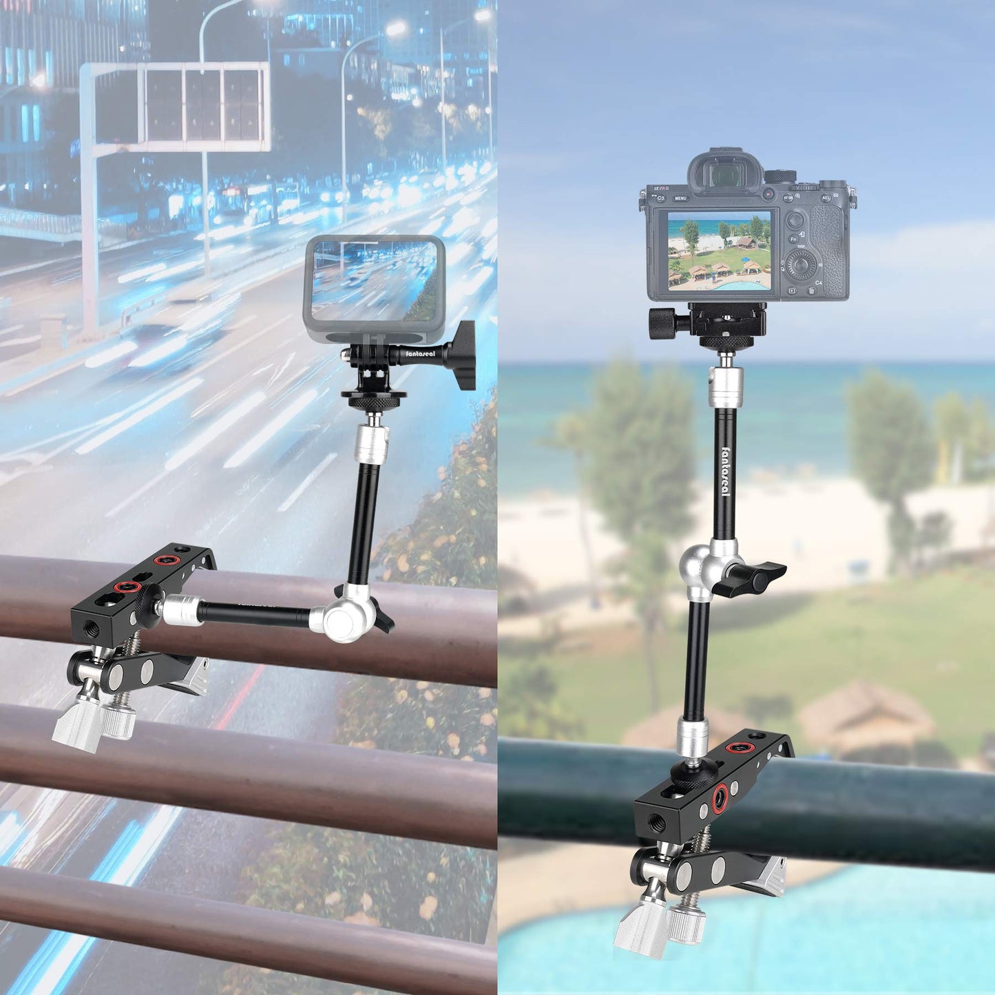 Heavy Duty DSLR Mirrorless Camera Camcorder Super Clamp Mount w/Magic Arm +Quick Release Plate Desk Table Handrail Bar Holder Video Rig Kit for Studio