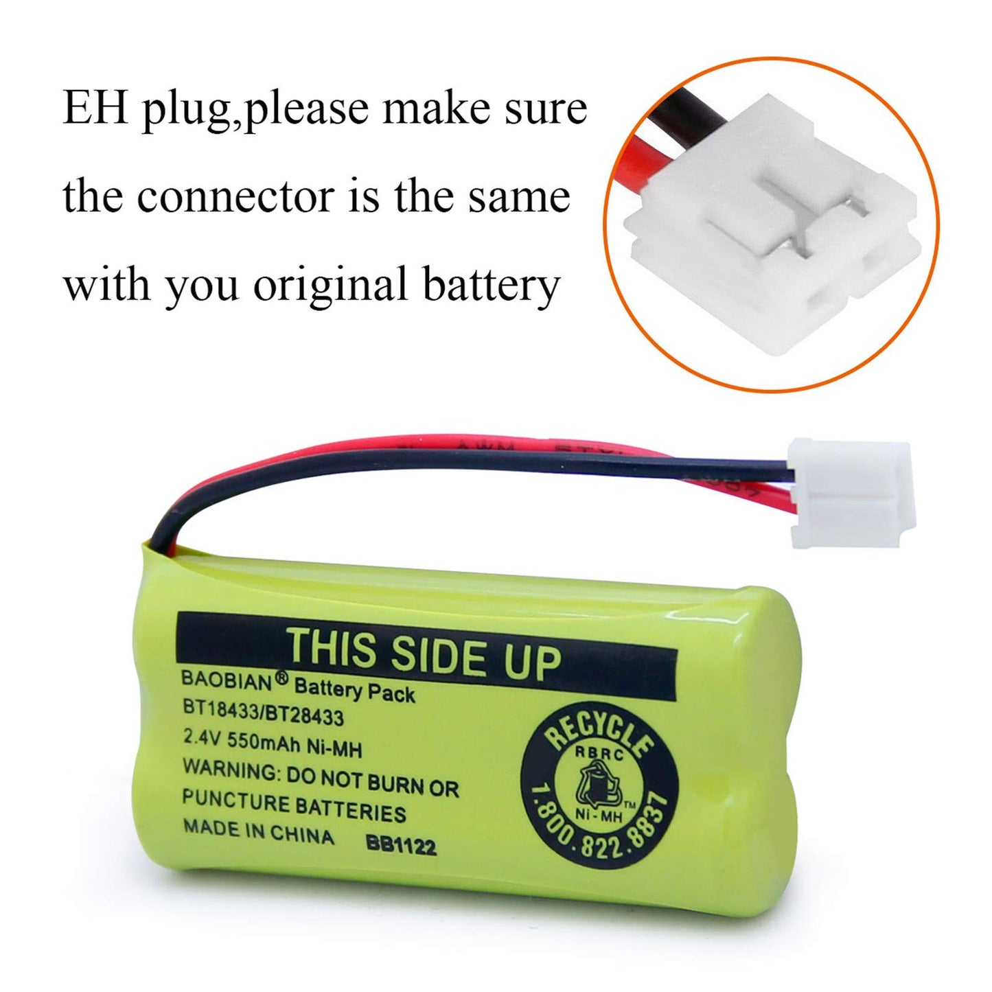 BAOBIAN 2.4V Rechargeable Cordless Phone Batteries Compatible with for AT&T/Lucent BT-18433 BT-184342 BT-28433 BT-284342 BT-6010 BT-8000 BT-8001