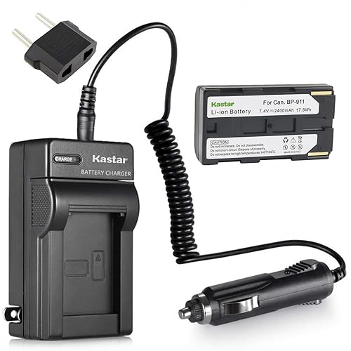 Kastar BP911 Battery (1-Pack) + Charger for Canon BP-911, BP-911K, BP-914, BP-915 and Canon ES6500V, ES7000es, ES7000V, ES8000V, ES8100V, ES8200V