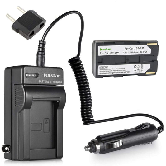 Kastar BP911 Battery (1-Pack) + Charger for Canon BP-911, BP-911K, BP-914, BP-915 and Canon ES6500V, ES7000es, ES7000V, ES8000V, ES8100V, ES8200V
