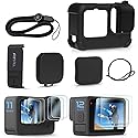 FitStill Silicone Sleeve Protective Case for Go Pro Hero 12/Hero 11/Hero 10 /Hero 9 Black, Battery Side Cover & Lens Caps & Screen Protectors