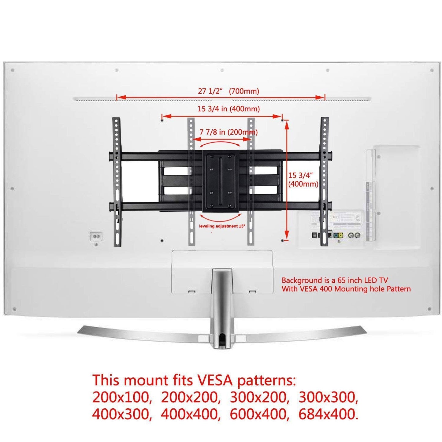 VideoSecu Articulating Flat Panel TV Wall Mount for Most 32 39 40 42 43 46 47 48 49 50 55 58 60 65 70" LCD LCD LED Plasma TV with Bonus HDMI Cable CT0