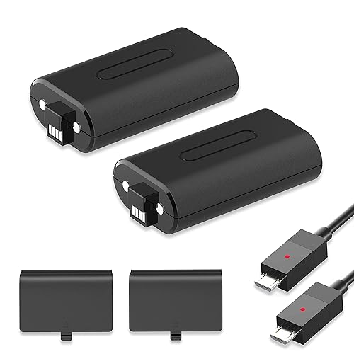 Dowchowsure Rechargeable Battery Pack for Xbox One Controllers,2pcs 4440mWh 3.7V Lithium Batteries Xbox Play and Charge Kit USB for Xbox 1