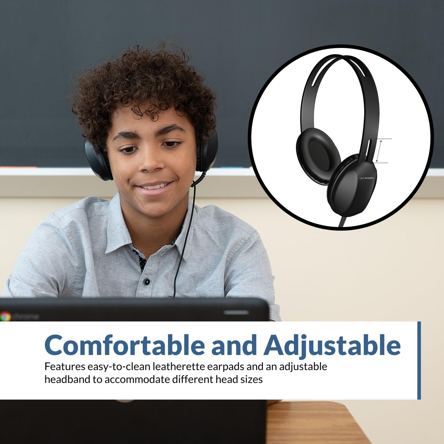 Cyber Acoustics Lightweight 3.5mm Headphones - Great for use with Cell Phones, Tablets, Laptops, PCs, Macs (ACM-4004)