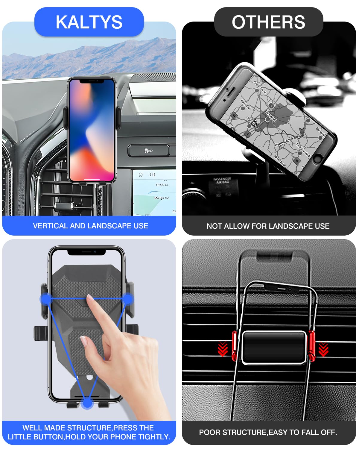 Karltys F150 Car Phone Holder for 2015-2020 Ford F-150 Accessories, Cell Phone Holder Air Vent Phone Mount for F-150, Never Blocking Hands Free Thick
