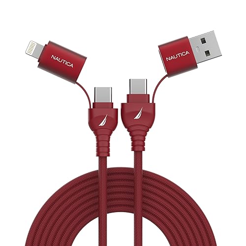 Nautica Urban CB405 100W Fast Charging Cable, USB-C & USB-A to Lightning and Type-C, Compatible with iPhone 17/16/15/14 Series, Samsung Galaxy