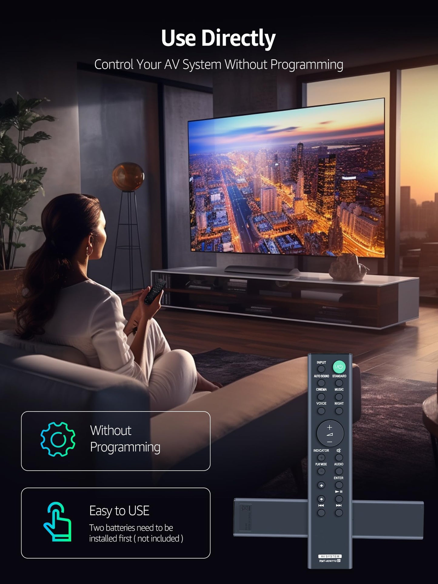 New RMT-AH411U Remote Control Replacment for Sony Sound Bar?Compatible with HT SF200 HT SF150 HT-S100F HT-SF200 HTS100F HT-S100F HT-SF150 HTS100F Home