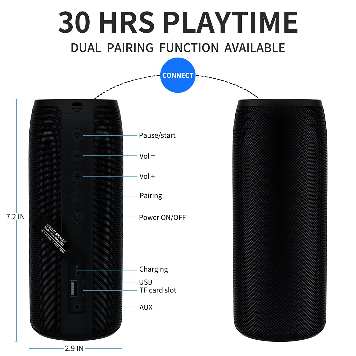 Bluetooth Speaker,MusiBaby M88 Speakers,Dual Pairing, Bluetooth 5.3,Loud Stereo Sound,Booming Bass,30H Playtime for Home& Outdoor Party,Beach,Portable