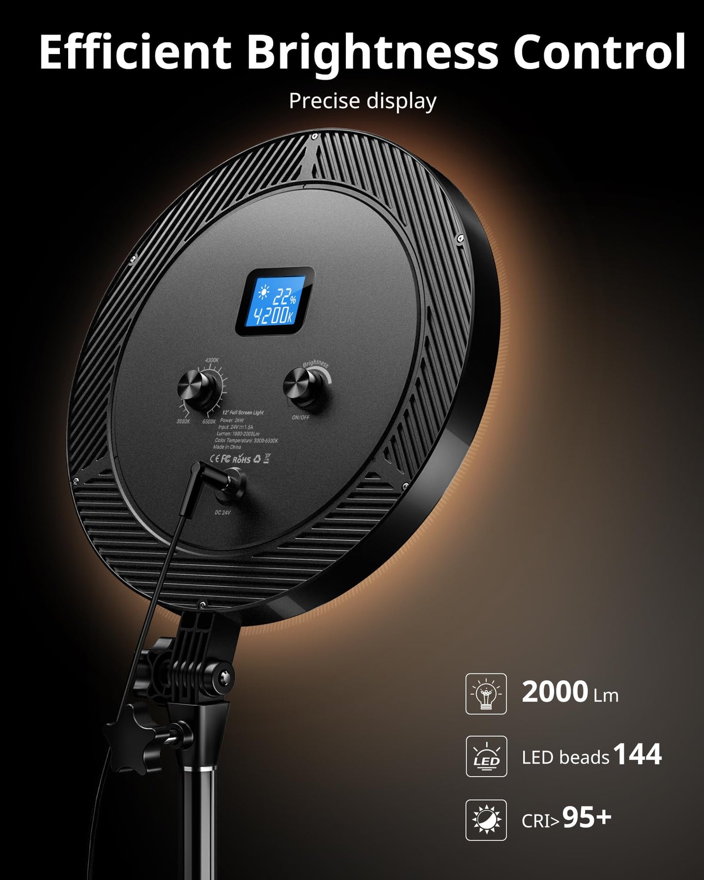 UBeesize Professional Ring Light with Stand, Phone Holder & Remote - 6500K Full-Screen LED Lighting for Makeup, Photography, Studio, Barber, and Live