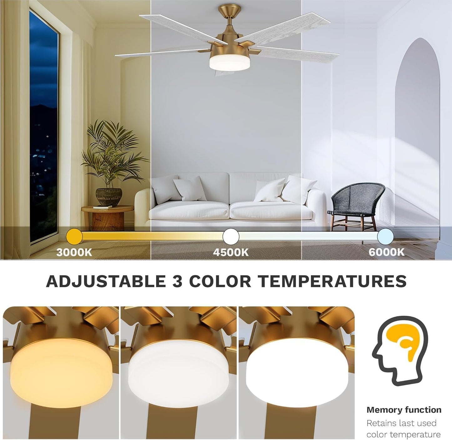 DWVO 52 Inch Smart Ceiling Fans with Lights