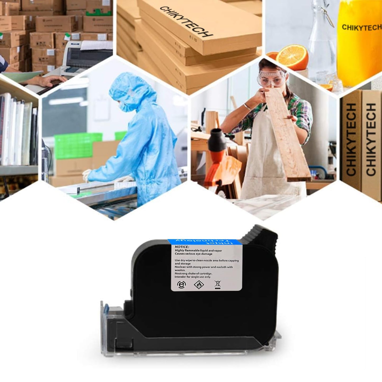 CHIKYTECH Handheld Inkjet Printer cartridges Quick-Drying for 0.5inch/12.7mm Handheld Inkjet Printer 42ML(Black)