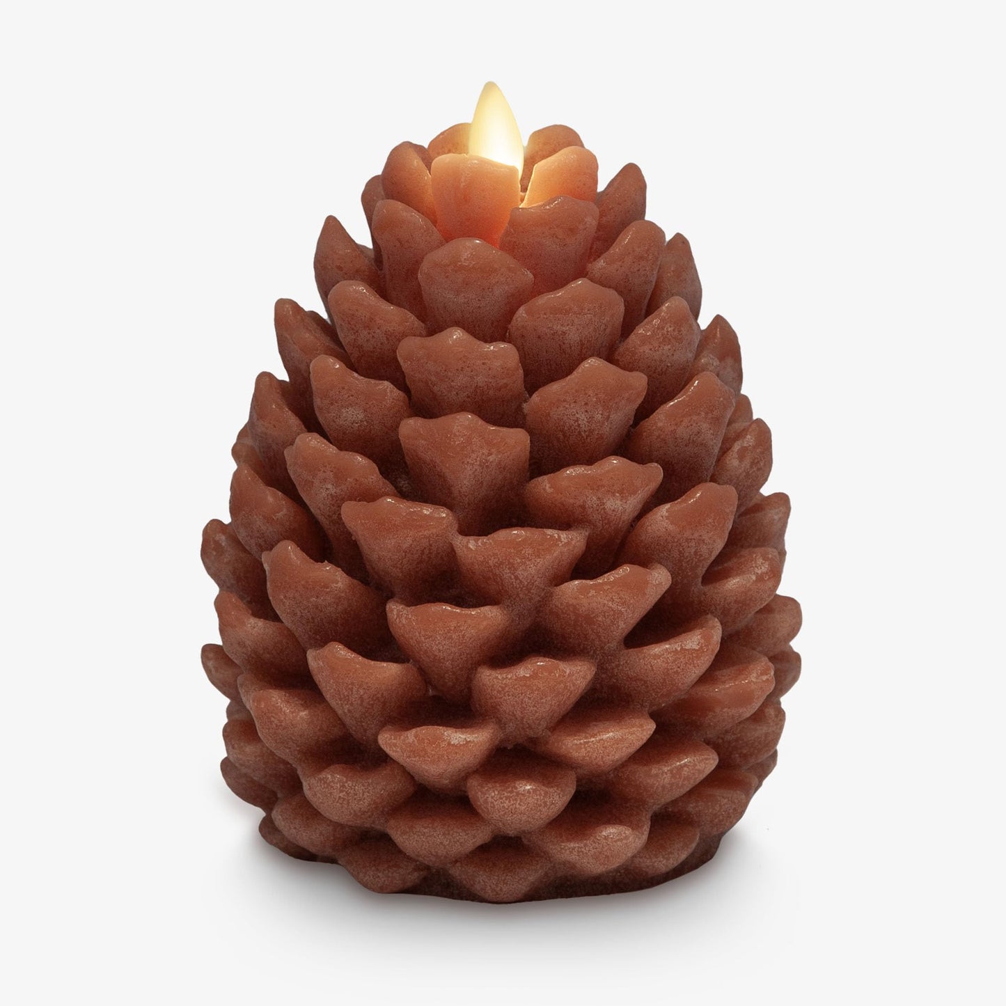 Luminara Pinecone Flameless Candle Adobe Chalky Finish Pine Cone Figural, Real Wax Unscented LED Candles, Battery Operated with Timer, Holiday