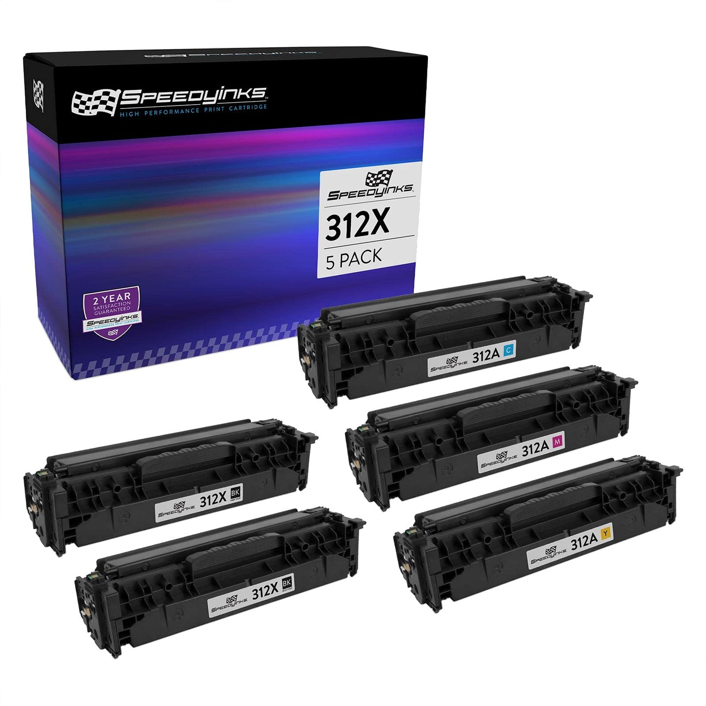 SPEEDYINKS Compatible Toner Cartridge Replacement for HP 312X/A (2 High Yield Black, 1 Cyan, 1 Magenta, 1 Yellow, 5-Pack) Compatible with HP Color