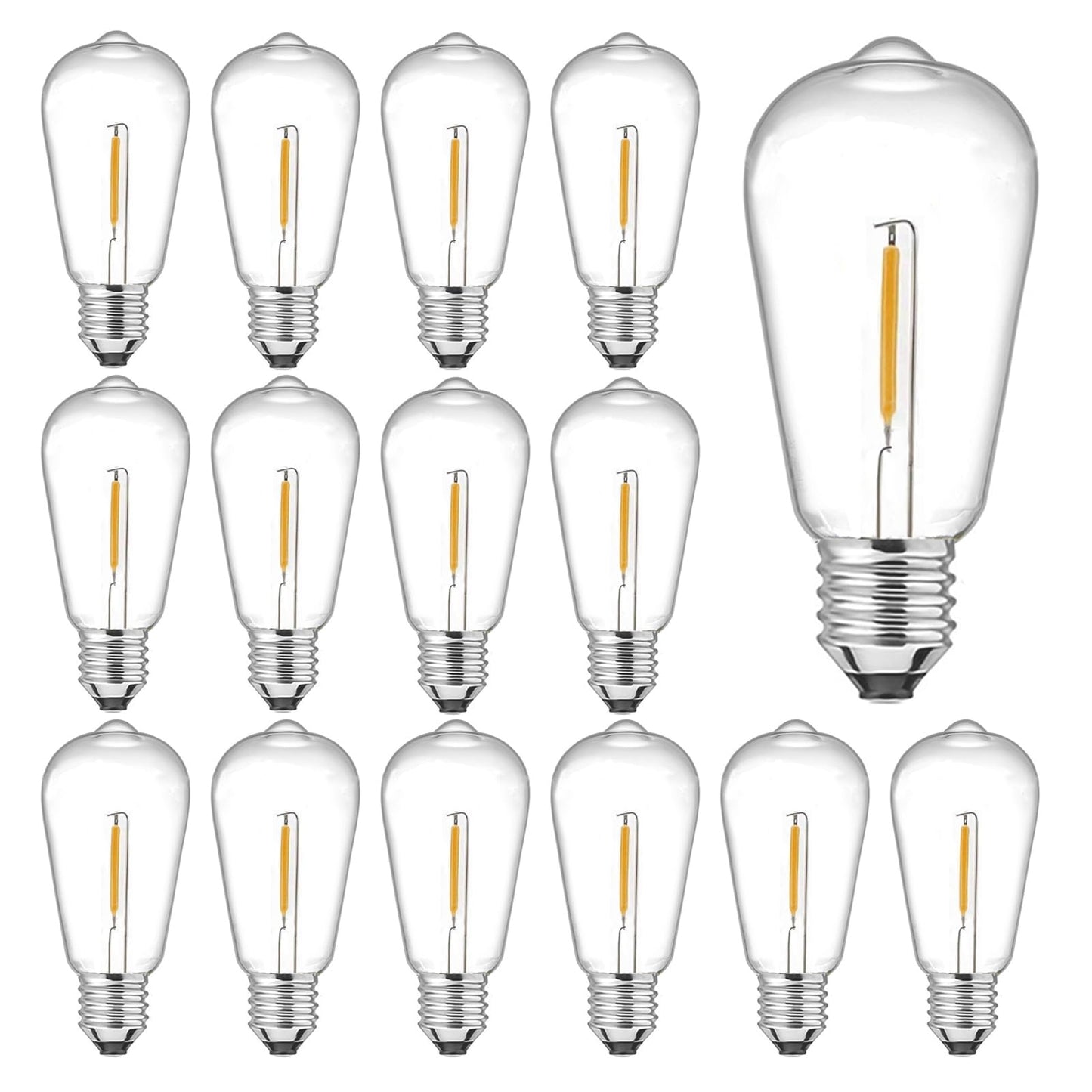 E17 LED Bulb ST40 Vintage Filament Bulb 1W Shatterproof LED Replacement Bulb Waterproof Clear Plastic E17/C9 Intermediate Base Warm White Edison Light
