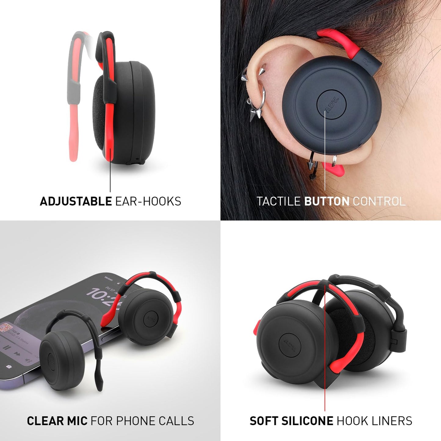 ADV. Over Ear Wireless Headphones - Spider On-Ear Bluetooth Headphone with Mic, 30mm Driver, HiFi Sound, Secure Fit, Game/Music Mode, Low Latency
