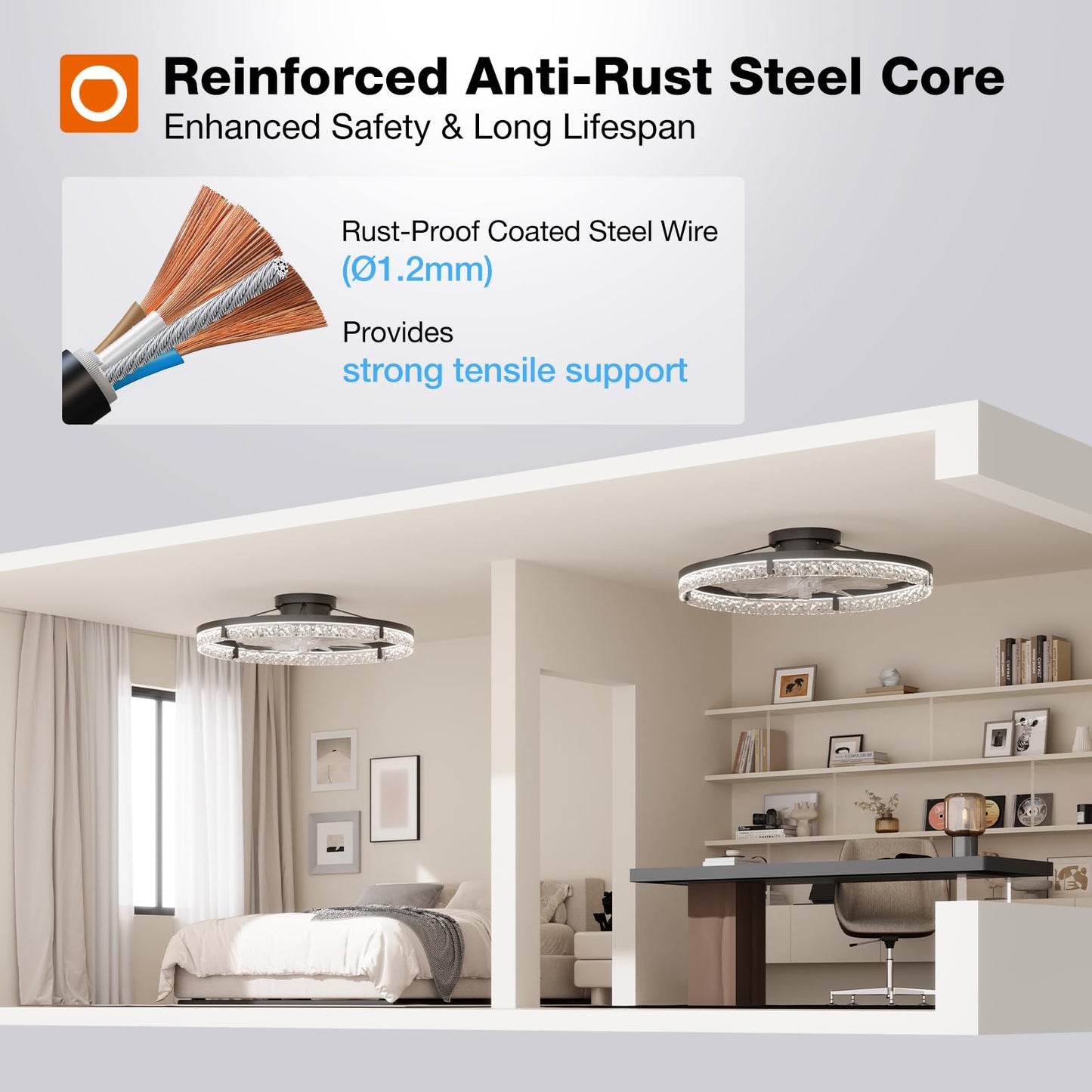 addlon 24" Ceiling Fans with Lights and Remote, Low Profile Fandelier