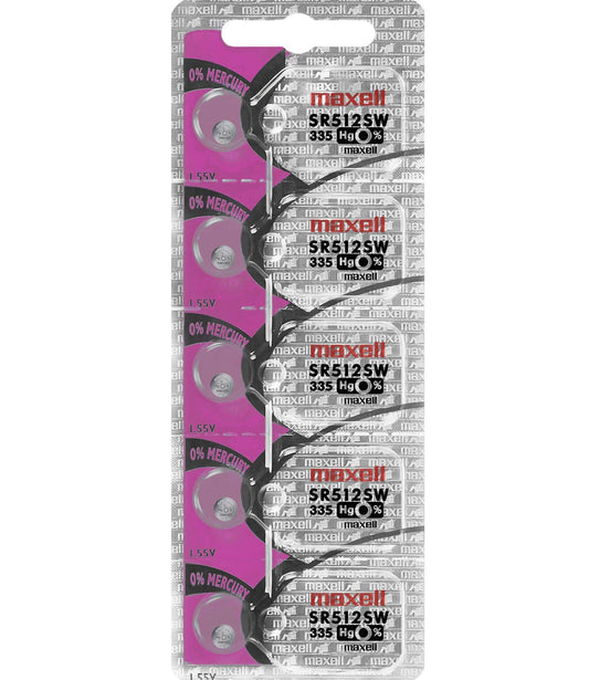 Maxell Watch Battery Button Cell SR512SW 335 Pack of 5 Batteries