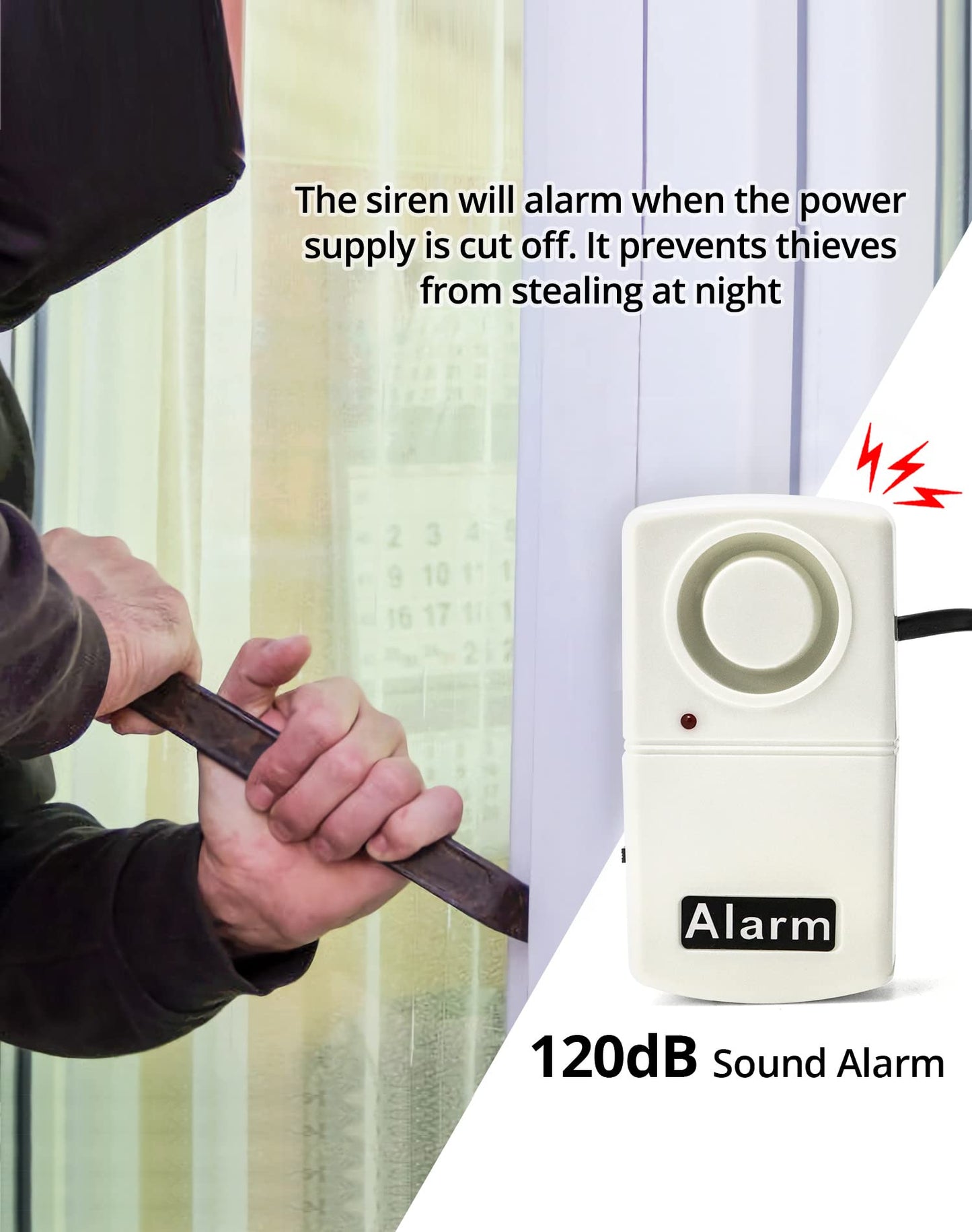 QWORK Power Failure Alarm, 4 Pack Automatic Power Cut Failure Outage Alarm 120db LED Indicator Smart Warning Siren Power by 9V Battery (NOT Included)