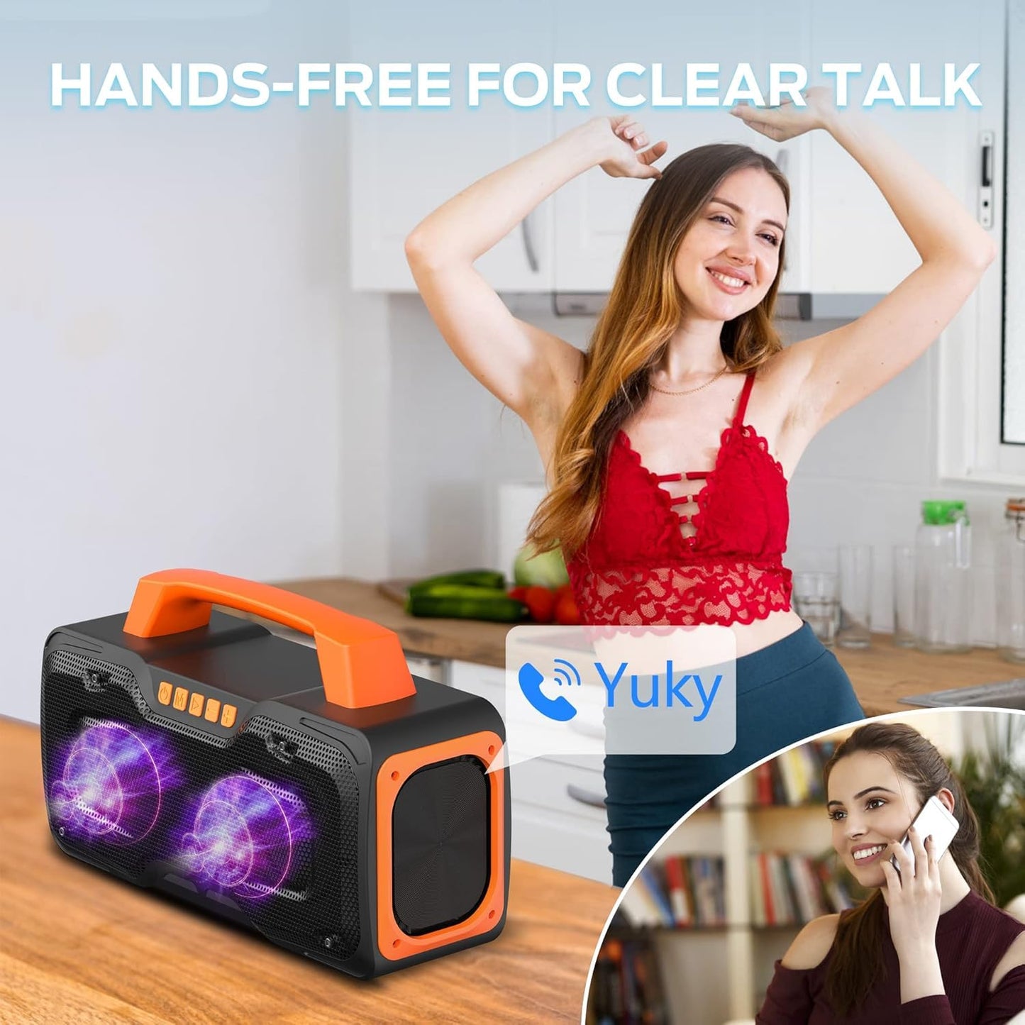 BUGANI Bluetooth Speaker, 80W Powerful Portable Wireless Speaker IPX7 Waterproof, Outdoor Loud Speakers with Handle 24H Playtime, Support Microphone