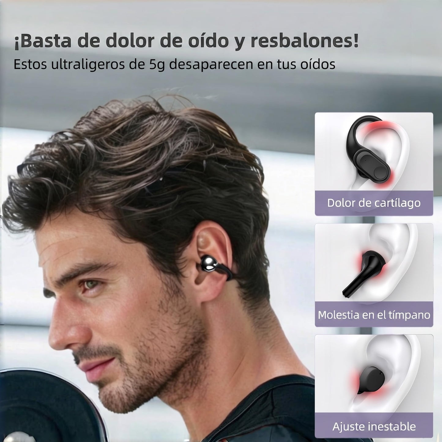 M100 Clip On Earbuds with Touchscreen Case , Wireless Open Ear Headphones for Glasses Small Ears,50h Battery Life?Lightweight 4.1g, Bluetooth 6.0
