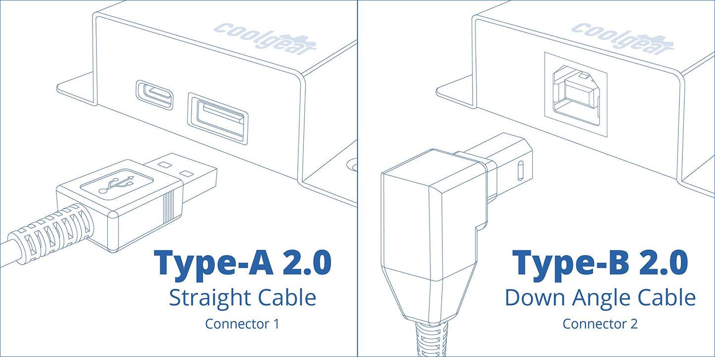USBGear 6ft. USB 2.0 Cable High-Speed Type A to B Down Angle