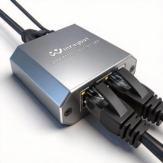 RJ45 Ethernet Splitter 1 to 2, 1000Mbps High Speed LAN Splitter Switch for Cat 5/5E/6/7/8 Cable, 2 Devices Work Simultaneously, Gray