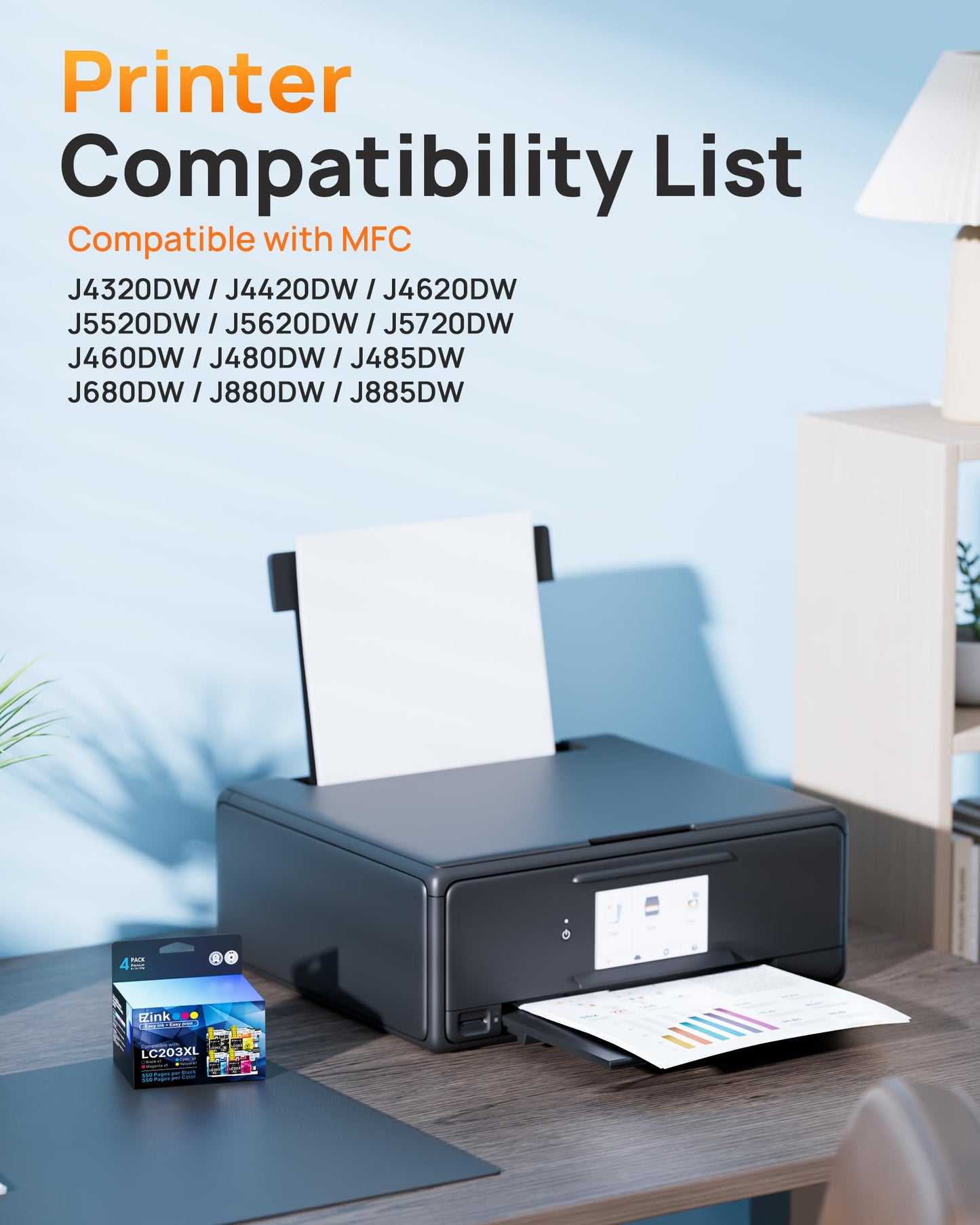 E-Z Ink LC203XL Compatible Ink Cartridges Replacement for LC203 XL LC201 to use with MFC-J480DW MFC-J880DW MFC-J4420DW MFC-J680DW MFC-J885DW Printer