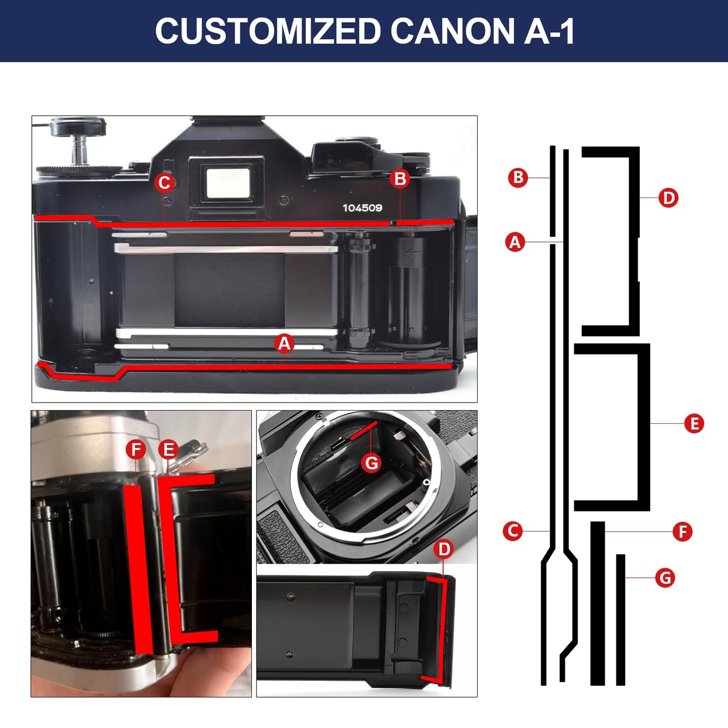Pre-Cut Replace Light Seal Foam Sponge Repair Kit for Canon A-1 Film Camera