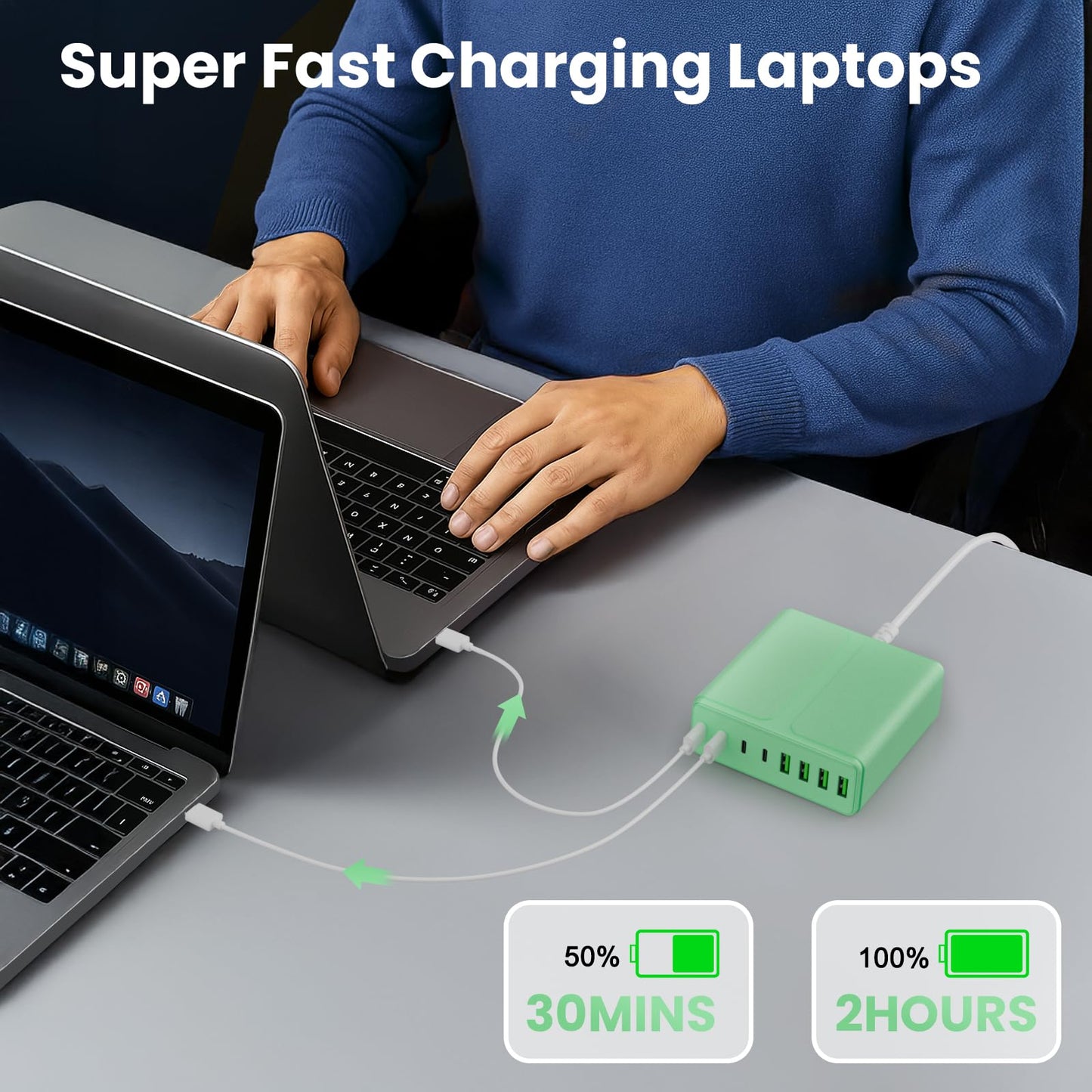 beniflt 320W USB C Charger Block, 8-Port USB C Charging Station PD 65W PC Laptop Fast Charger Adapter for MacBookPro/Air,DELL,iPad,Portable Charging