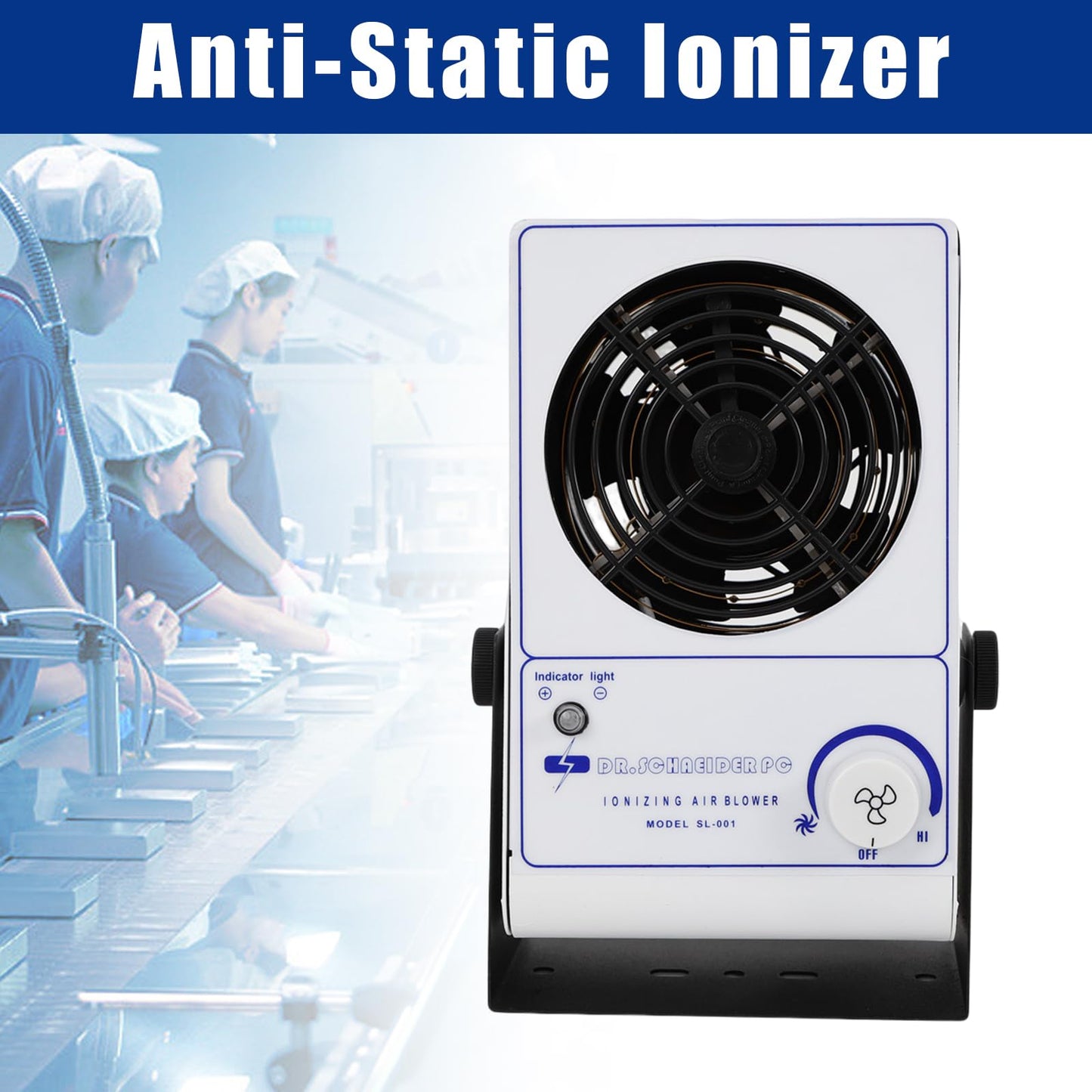 anezdbozr Ionizing Air Blower, Ionizing Air Blower Fan, Antistatic ion fan 110V/60Hz, Desktop Static Eliminator, Anti Static Fan, 0.25A, 3kg Weight