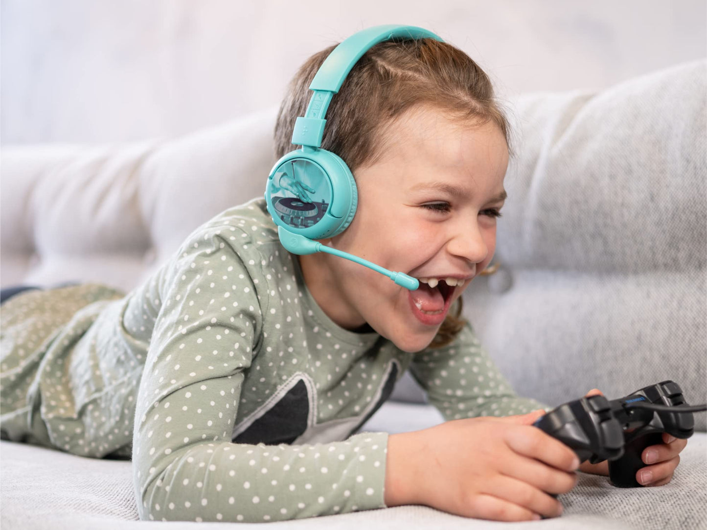 Made for Amazon Bluetooth Kids Headphones with Boom Microphone Age (7-12) | Teal