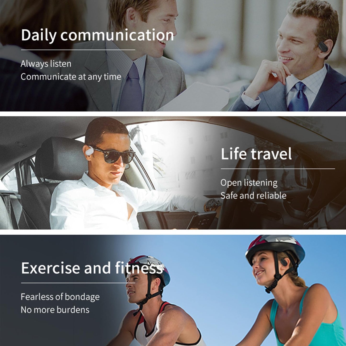 Single Open Ear Headphone, Wireless Bluetooth Earpiece for Powerful Sound, 16H Playtime Bluetooth 5.2 Wireless Earbud,Waterproof Headset with Earhook