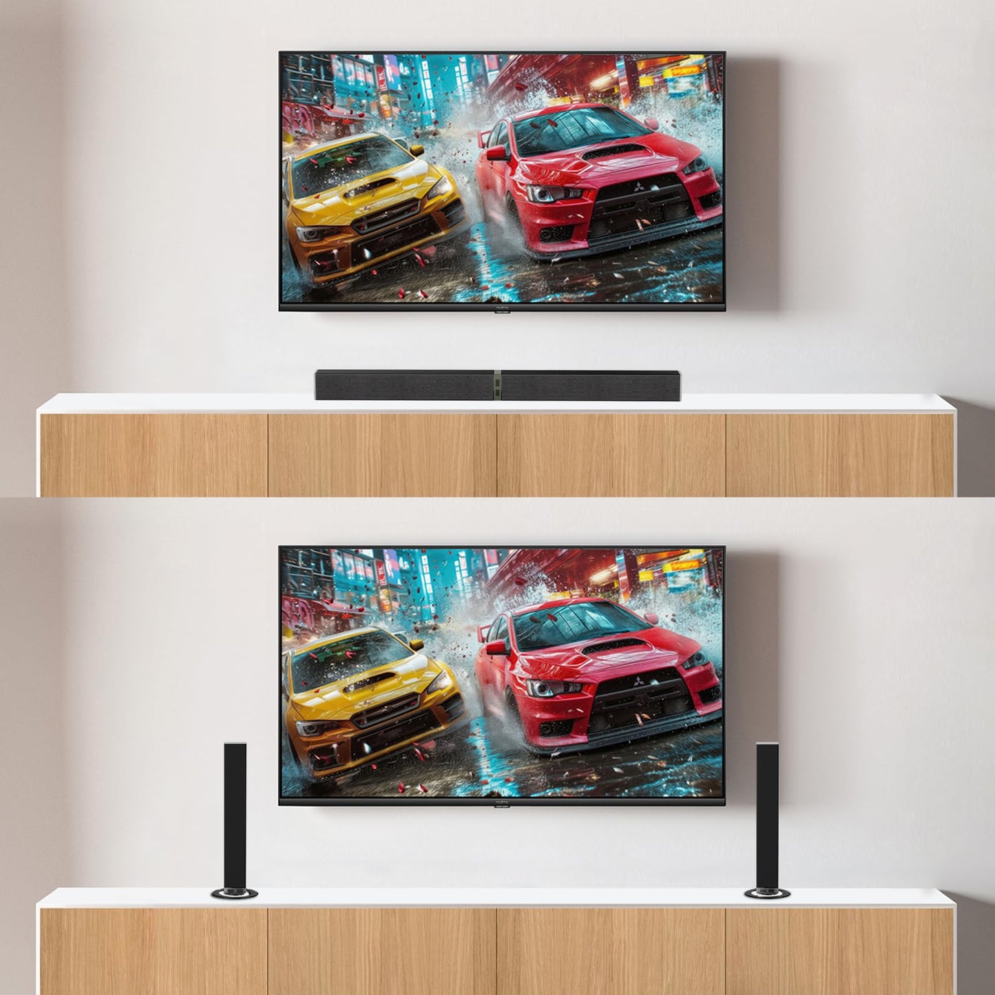 MZEIBO Sound Bar for Smart TV?80W Detachable Bluetooth Soundbar with Powerful Bass, 2-in-1 Home Theater Audio System, ARC/Optical/AUX Connectivity