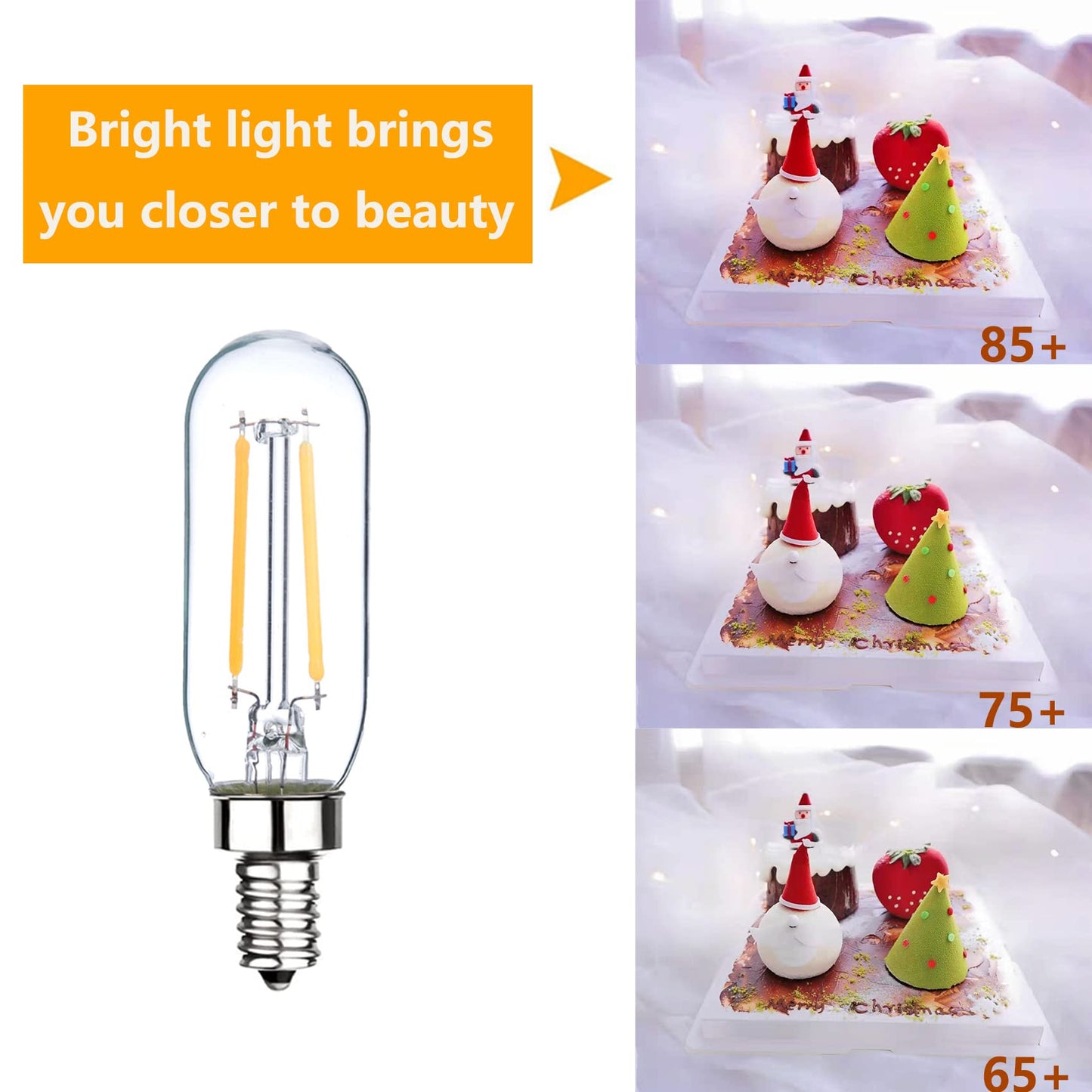 Sunaiony E12 Edison Bulb 25 Watt Equivalent Candelabra Light Bulbs, 12 Pack