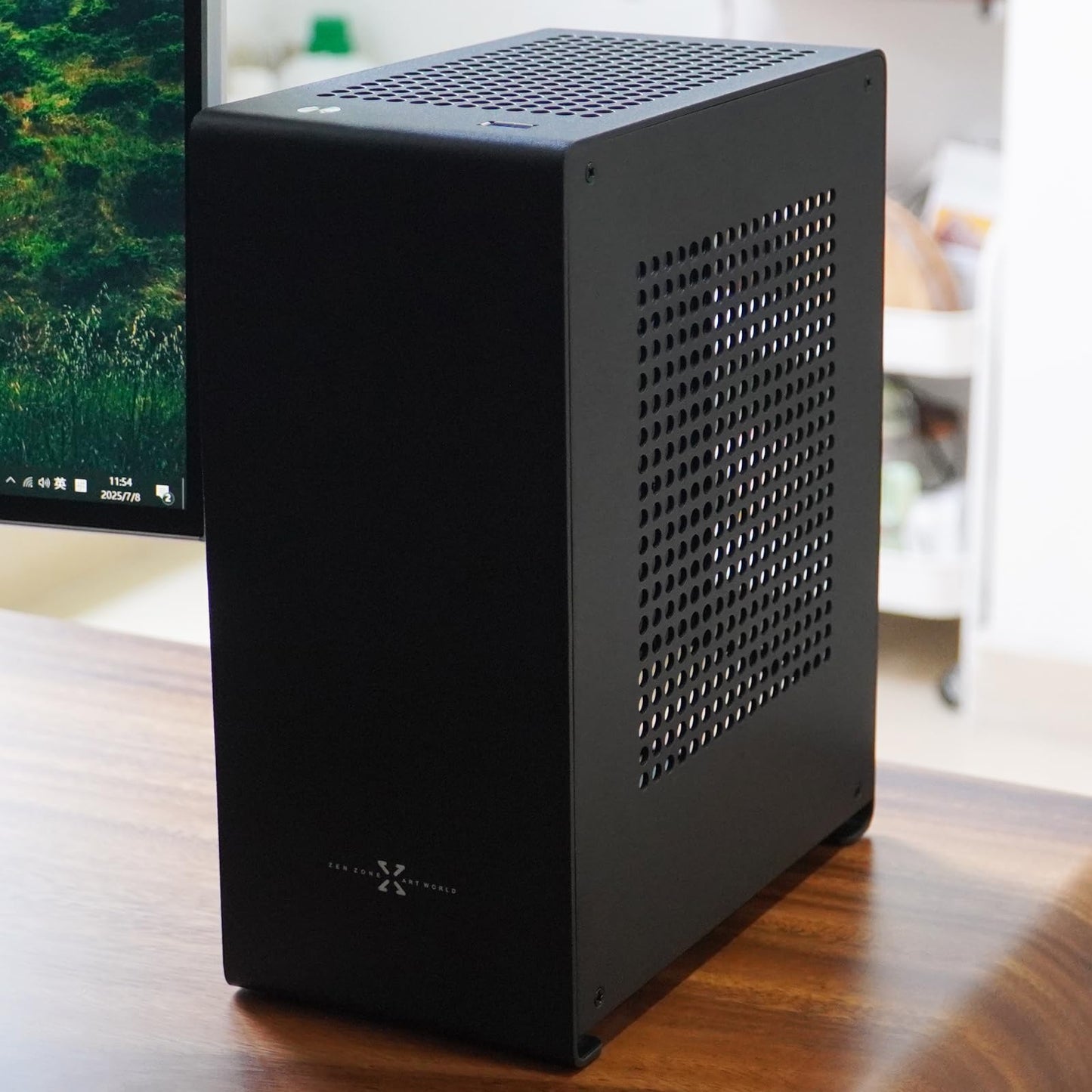 ZZEW A1P Mini-ITX Case, Micro ITX PC Case, Mini Computer Case in Black Color, Full Aluminum Small Gaming Case with 3.0 Dual Reverse PCI Riser Cable