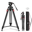 NEEWER 76" Video Camera Tripod with Fluid Head, One Step Quick Release Heavy Duty Aluminum Portable Tripod Stand with Cleaning Cloth, Dual Mode QR