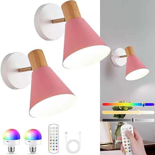 Vechoicy Battery Operated Wall Sconces Lighting Set of 2, Adjustable Wireless Wall Lamp, Cordless Wall Lighting with Remote and Dimmable Rechargeable