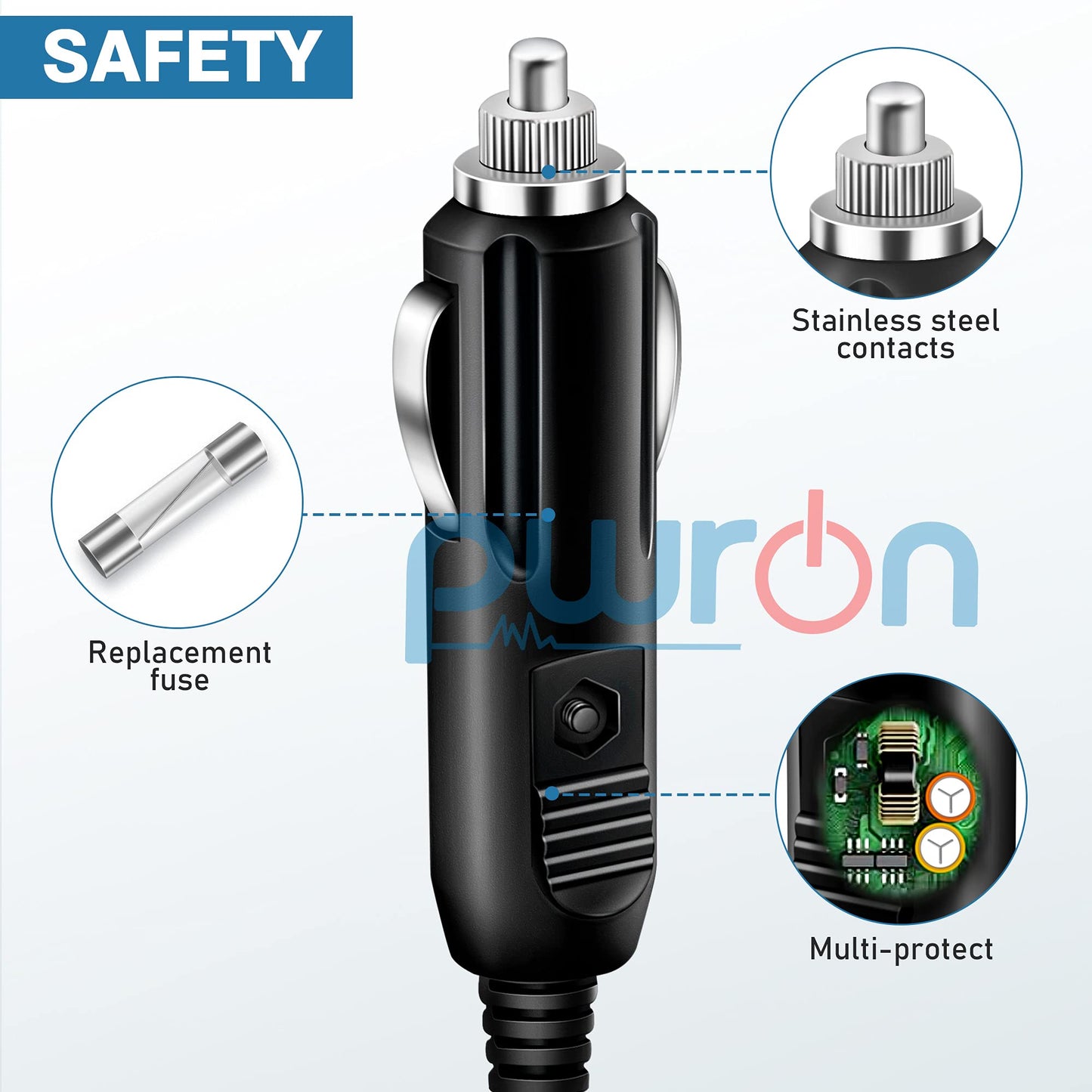 PwrON 12V Radar Detectors Adapter Car Charger Compatible with Beltronics/Escort Passport 9500i 8500 X50 / Valentine One V1 Vehicle Lighter Adapter…