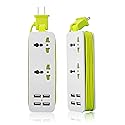 K-century Travel Power Strip Surge Protector with 2 Outlets 4 USB Output 5V 4.2A Output Power Strip with USB Portable Travel Charger Wall Charger
