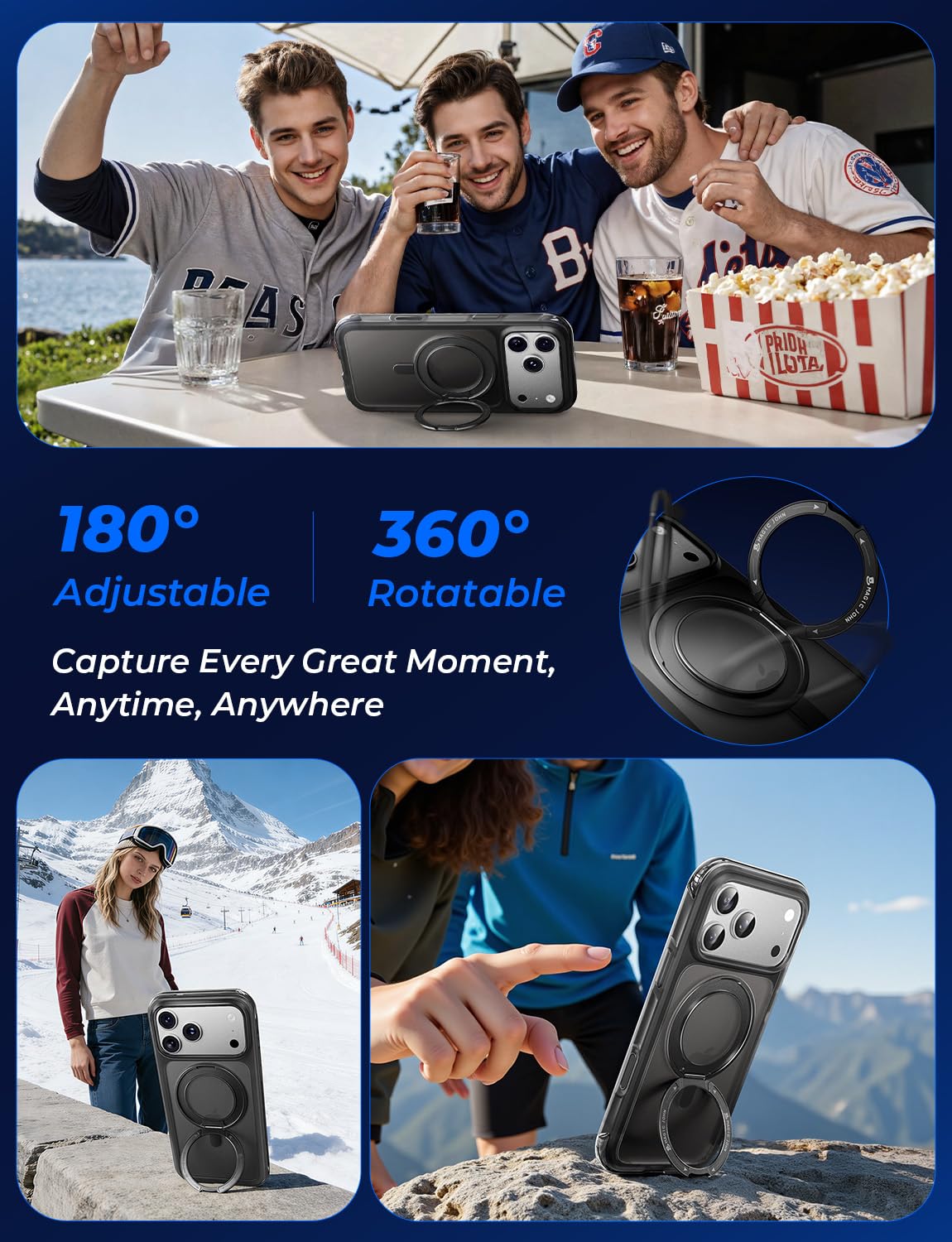 MAGIC JOHN Heavy Duty for iPhone 17 Pro Case with Stand, Fit for MagSafe, 360 Magnetic Ring Holder, Camera Control Cases, Shockproof Phone Case