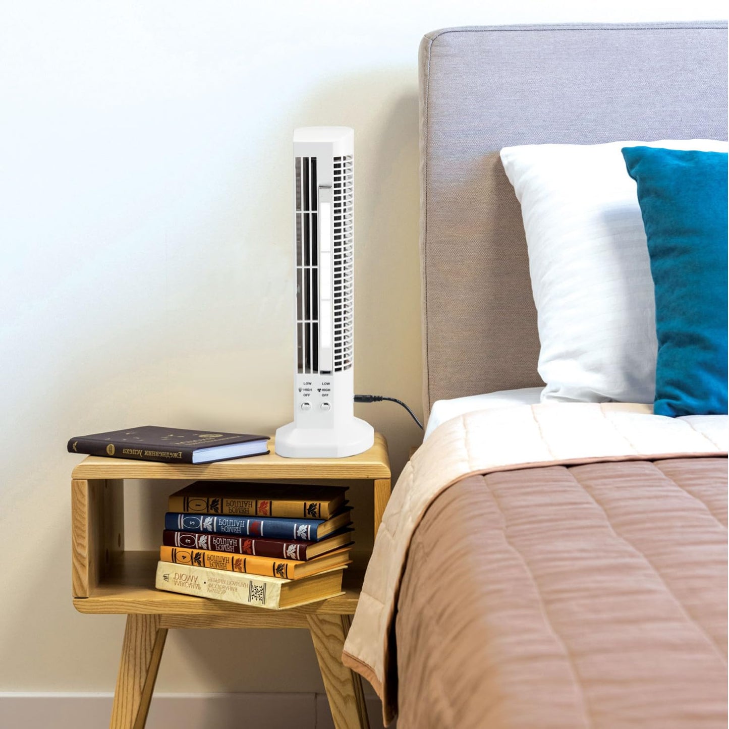 Tabletop Desktop USB Powered Fan, Dual Speed Control, Tilting LED Light