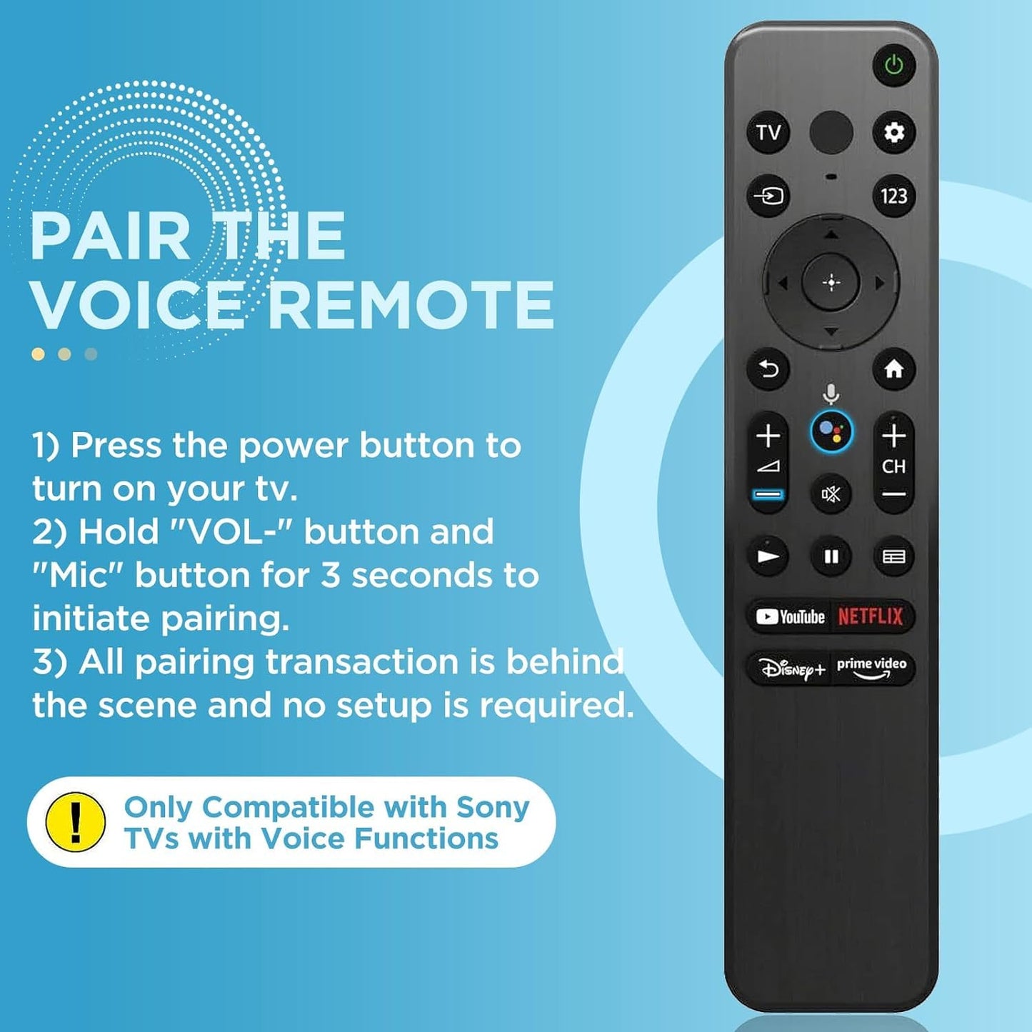 Amtone Smart Voice Remote Control RMF-TX800U Compatible with Sony A80K X80K X95K X90K X85K 4K 8K 2022 XR-65A80K RMF-TX900U HDR LED Smart TV
