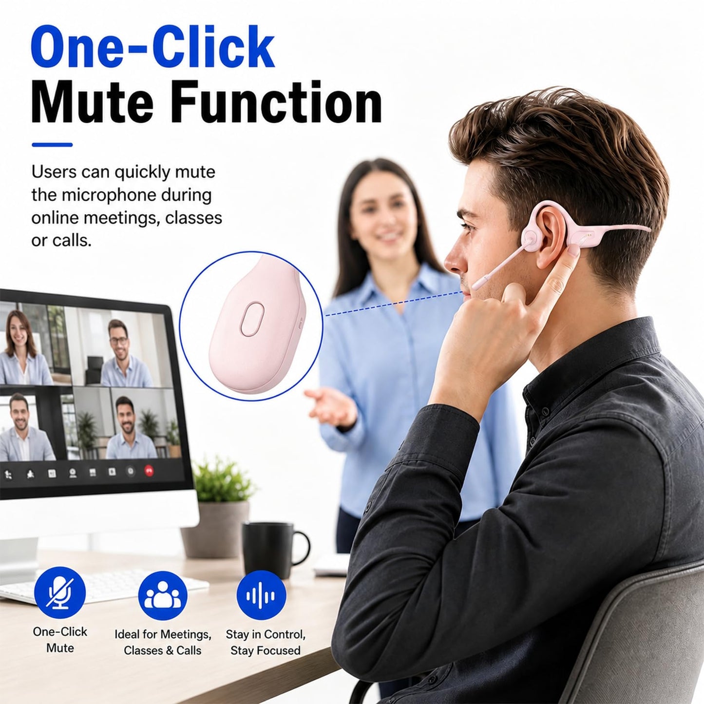 Open-Ear Headphones with Noise-Canceling Mic, Bone Conduction Headphones