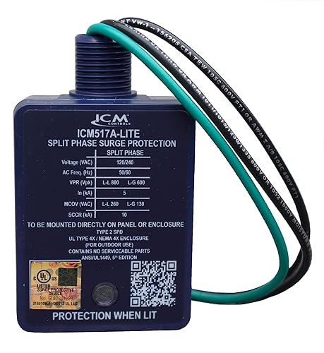 ICM Controls ICM517A-Lite 120/240V HVAC Surge Protective Device - TPMOV Technology, 60kA Surge Rating, 612 Joules, NEMA 4X Enclosure, UL Listed