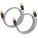 JOLGOO RCA to RCA Audio Cable - 1 Male to 1 Male Stereo Audio Cable Converter (2-Pack) for Subwoofer, Home Theater, High-Fidelity Audio - Double