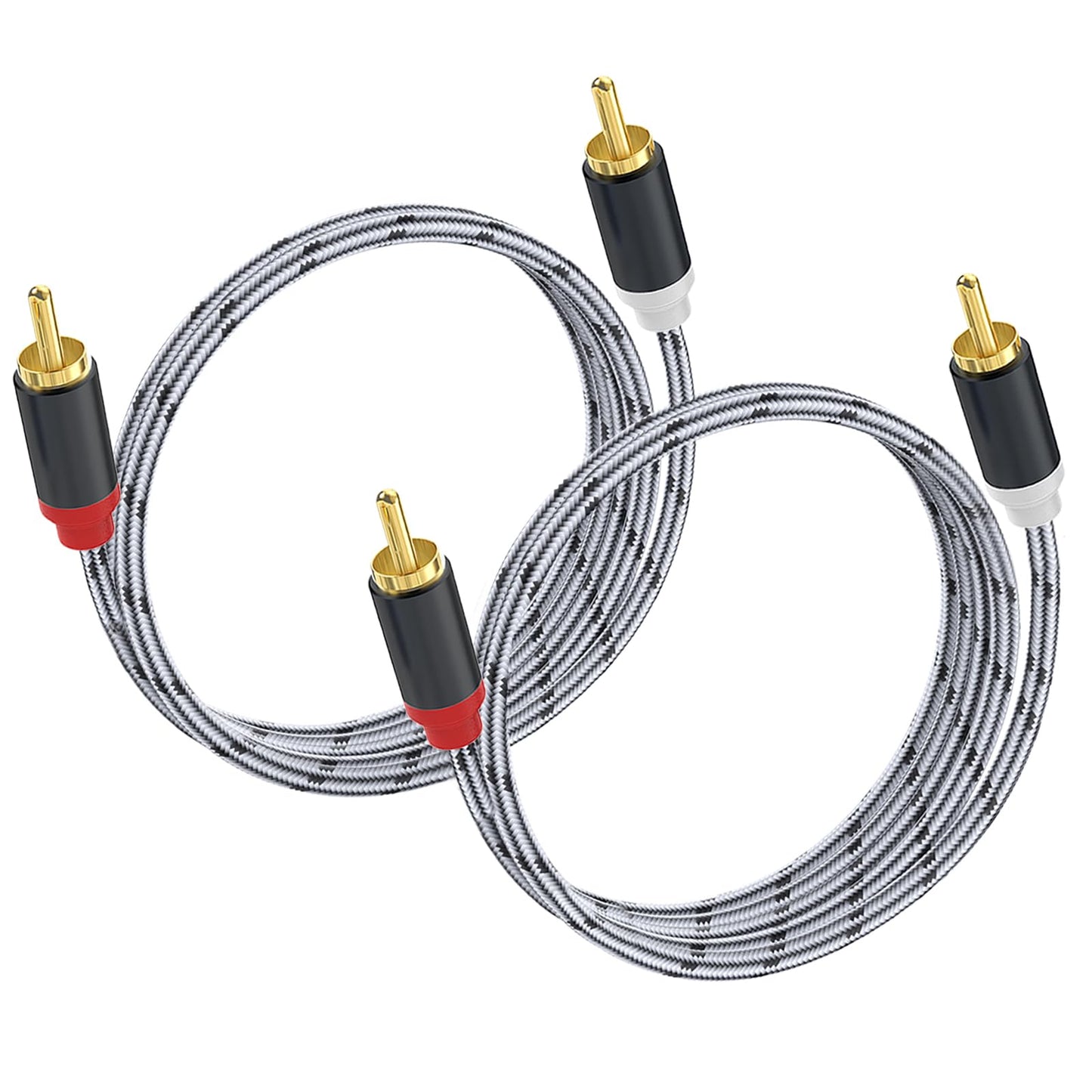 JOLGOO RCA to RCA Audio Cable - 1 Male to 1 Male Stereo Audio Cable Converter (2-Pack) for Subwoofer, Home Theater, High-Fidelity Audio - Double