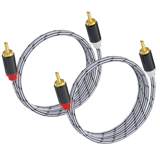 JOLGOO RCA to RCA Audio Cable - 1 Male to 1 Male Stereo Audio Cable Converter (2-Pack) for Subwoofer, Home Theater, High-Fidelity Audio - Double