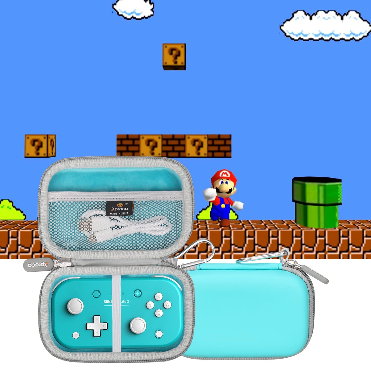 Aproca Blue Hard Travel Storage Case, for 8Bitdo Lite 2 Bluetooth Gamepad and Accessories